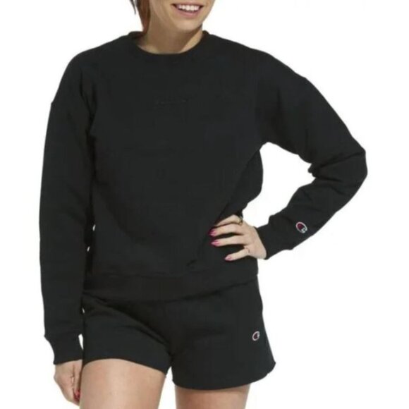 Champion Women's Powerblend Relaxed Crewneck Sweatshirt Black Size 2XL NWT - Picture 1 of 5